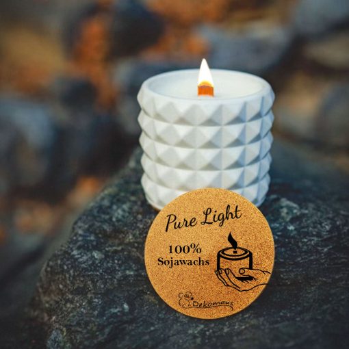 "Pure Light" Sojawachskerze mit Holzdocht, ohne Duft